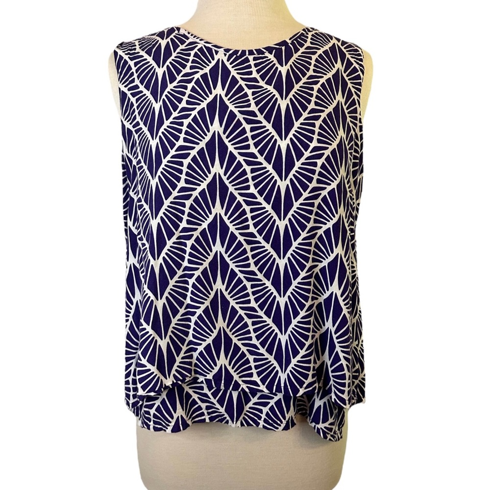 Escapada Layered Women’s Tank Top Purple & White Pattern Size M